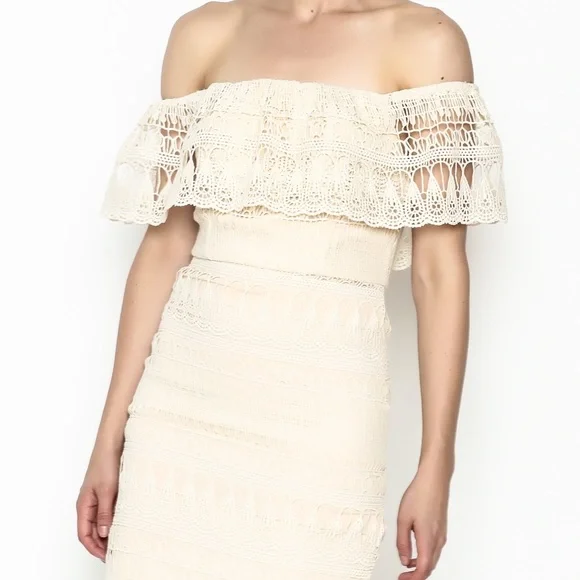 Champagne and strawberry cream lace dress